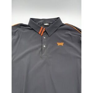 PXG Men's 2XL Fineline Polo Black Orange Comfort Fit Performance Golf Shirt